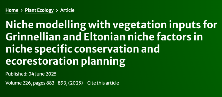 Niche modelling with vegetation inputs for Grinnellian and Eltonian niche factors in niche specific conservation